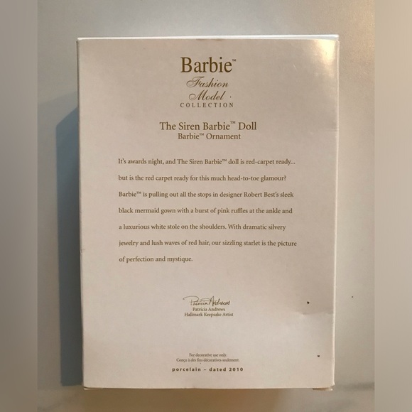 Hallmark Keepsake The Siren Barbie Doll Porcelain Ornament 2010 Club Exclusive - Picture 2 of 9
